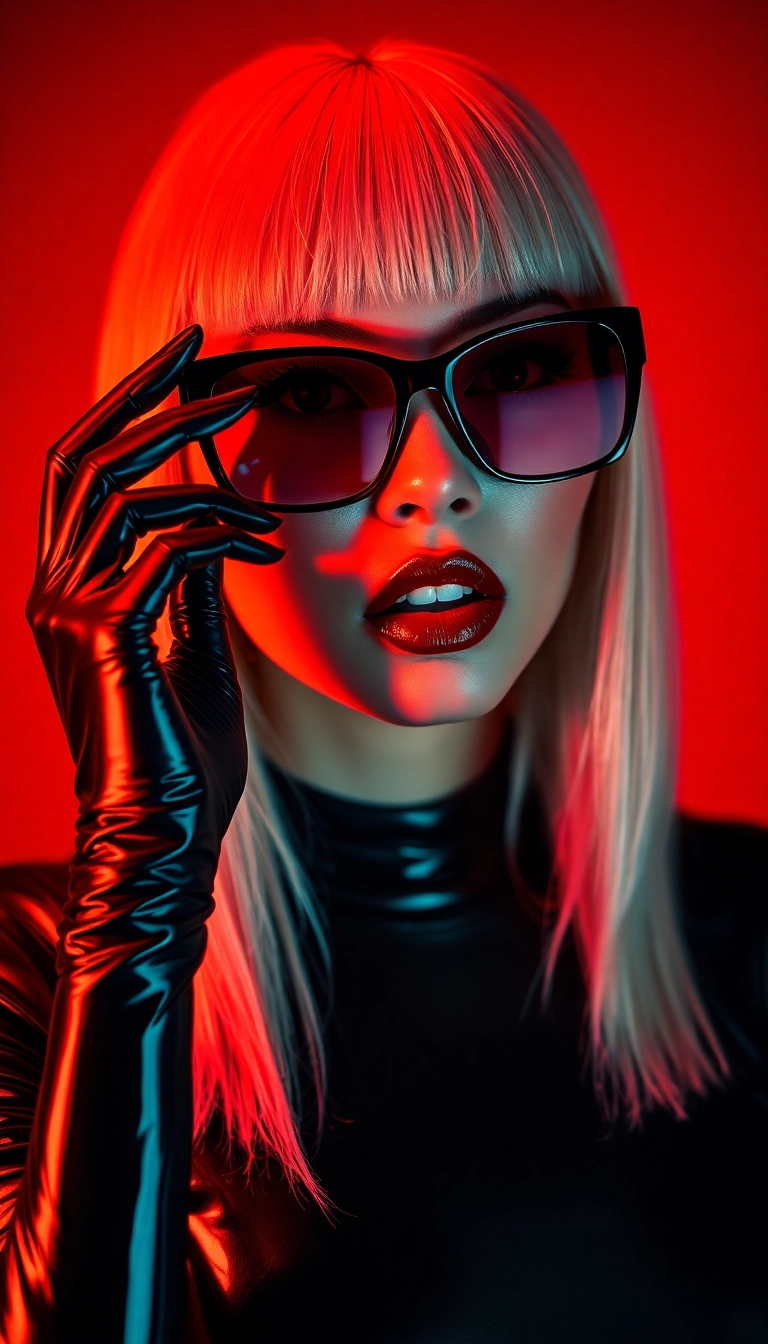iPhone Inspiring AI Y2K Woman Fashion Model in Black and Red Elegant Background